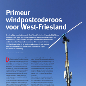 Primeur windpostcoderoos voor West-Friesland